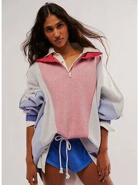 Free People Sidewalk Sweatshirt in Firey Red Combo